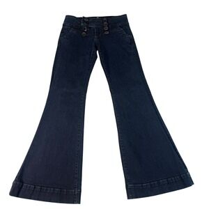 See Thru Soul Sailor Flare Jeans Womens 28 Dark Wash Blue High Rise Wide Leg